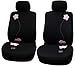FH Group Full Set Floral Embroidery Design Car Seat Covers, Airbag Ready and Split Bench -Fit Most Car, Truck, SUV, or Van (Black Color) FB053115