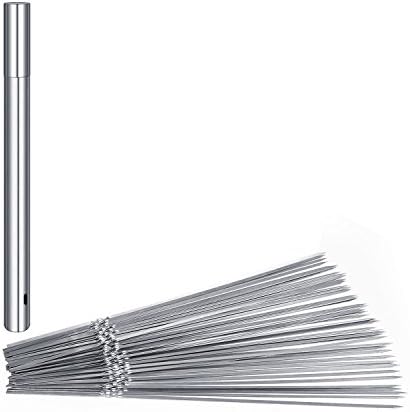 Barbecue Skewers(Set of 50), E-TECHING 13 inch Flat Stainless Steel BBQ Kabob Skewers Set with a Skewer Container Tube