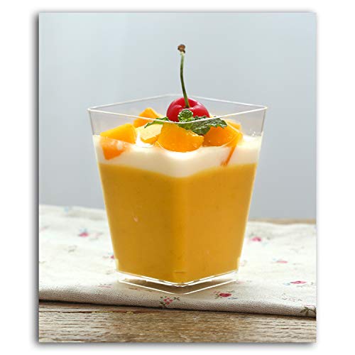 Tosnail 100 Pack 5 Oz Tall Square Clear Plastic Dessert Tumbler Cups