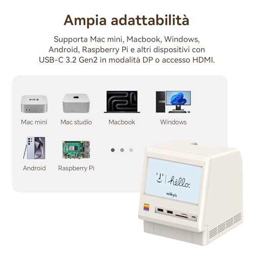 Wokyis M5 Connection Base for Mac mini M4 (5 inch HD Screen, M.2 NVMe SSD Case, SD/Micro SD 4.0 Card Reader, 4 USB-A Ports, 1 USB-C (10Gbps), 3.5 Headphone Jack)