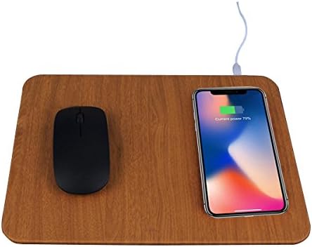 SNOHE Qi Wireless Charging Mouse Pad - Wireless Charger for iPhone X / 8/8 Plus, Samsung Note 8 / S8 / S8+ / S8 Plus / S7 / S6 Edge & All Qi Enabled Devices - Wood Color(NO AC Adapter)
