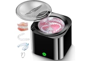 Coanto Ultrasonic Retainer Cleaner 48kHz, Denture Cleaner for Retainer, Mouth Guard, Aligners, Braces, Portable Ultrasonic Jewelry Cleaner, 220ML/7.4OZ, 30W