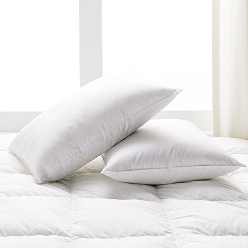 Beckham Hotel Collection White Down Pillow 2-Pack with Long-Staple Cotton Shell - Filled in the USA with RDS Certified, Responsibly Sourced Down - Hypoallergenic - 550 Fill Power - Standard
