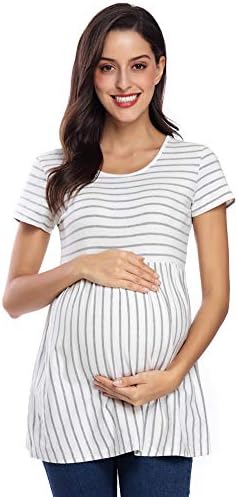Women's Maternity Tops Short & Long Sleeve Shirt Round Neck Ruched Maternity Clothes