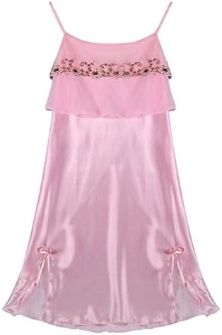 Sexy Lingerie,Jvcat Robe Babydoll Slip Nightgown Halter Strap Scalloped Satin Nightwear (L, Pink)