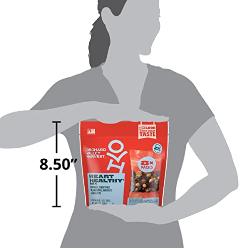 ORCHARD VALLEY HARVEST HEART HEALTHY BLEND, 1 OUNCE BAGS (PACK OF 8), ALMONDS, CRANBERRIES, WALNUTS, AND CHICKPEAS, GLUTEN FREE, NON-GMO, NO ARTIFICIAL INGREDIENTS, HEALTHY SNACKS FOR ADULTS