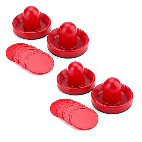 Faswin Home Standard Air Hockey Replacement Pucks & Slider Pusher Goalies for Game Tables, Equipment, Accessories(4 Striker, 8 Puck Pack)