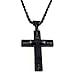 Stainless Steel Black Cross Pendant Chain Necklace for Men 24 Inches Black Rope Chain