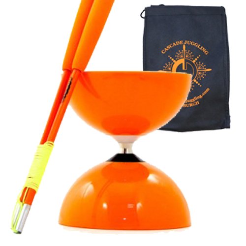 Juggle Dream and Cascade Juggling Orange Big Top - Jumbo Bearing Diabolos Set, Orange Superglass Diablo Sticks, Diabolo string & Bag (Orange)