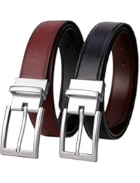 Lavemi Mens Belt Reversible 100% Italian Cow Leather Dress Casual Belts for men,One Reverse for 2 Colors,Trim to Fit(21863-2 110)