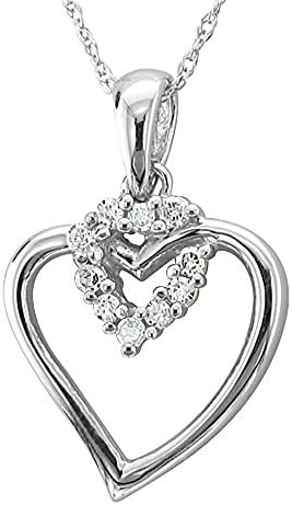 IGI Certified 10k Gold Heart Diamond Pendant Necklace (0.08 carat)