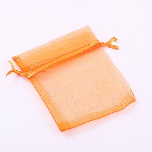 Boomerre 100pcs Organza Drawstring Pouches Jewelry Party Wedding Favor Gift Bags Orange (3.94" x 4.72")