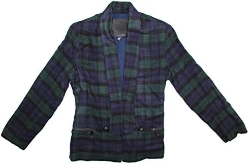 Stories By Kelly Osbourne Plaid Tuxedo Blazer (Medium, Green/Blue Plaid)