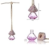Mini-Factory Bling Auto Ornament Car Mirror Hanging Decoration Crystal Diamond Refillable Glass Air Freshener Empty Bottle for Car / Home / Office (Bottle only, Perfume NOT included) (Pink)
