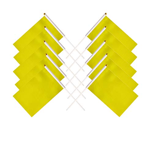 tibijoy 25 Pack Yellow Small Mini Flags On Sticks,Hand Held Solid Yellow DIY Graffiti Flag,Party Events Celebration,School,Grand Opening,Kids Birthday,Sports Clubs,Flower Pot