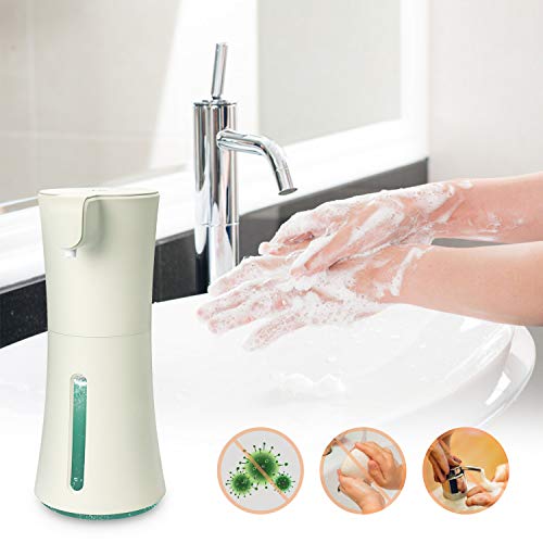 HuaQi Automatic Foaming Soap Dispenser 16oz/450ml Infrared Motion Sensor Premium Touchless Battery Operated Electric Automatic Foam Soap Dispenser for Bathroom Kitchen Office Hotel (Beige, 16oz/450ml)
