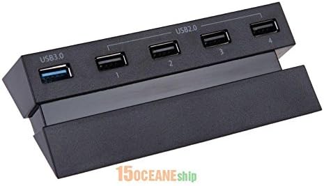 AST Works Dobe 2 to 5 USB 2.0 3.0 Expand Hub Port Adapter for PS4 Playstation 4