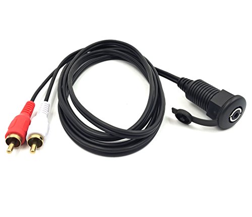 Duttek AUX Combo Flush Mount cable - 2M/6.6FT 2RCA Male to 3.5MM Female + 1M/3.3Ft 3.5mm Male to Male AUX Cable on Mount, Dash Mount, Flush Mount, Panel Mount Cable, For Car, Boat, Motorcycle - Thumbnail 4
