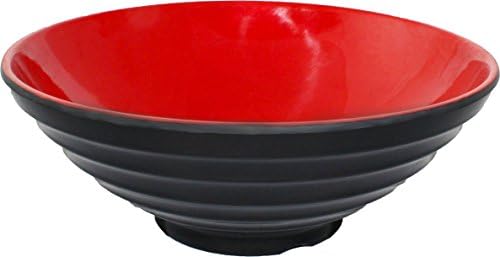 Chef Miso Large Melamine Ramen Bowl - Red and Black 30 Ounce