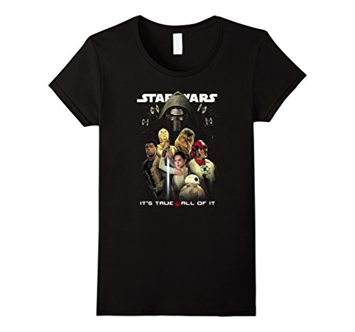 Womens Star Wars Rey Kylo Ren Episode 7 Cast Poster T-Shirt Large Black