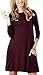 Zero City Womens Casual Pockets Plain Flowy Simple Swing T-Shirt Loose Dress, 02burgundy, X-Large