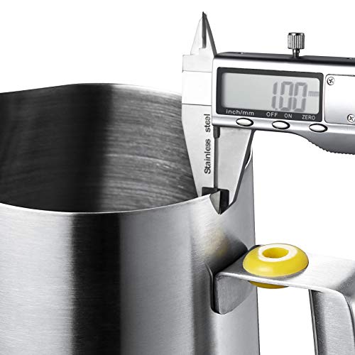 Milk Frothing Pitcher With Integrated Thermometer, 16oz/480ml Stainless Steel Milk Coffee Cappuccino Latte Art Barista Pitcher Milk Jug Cup, With Decorating Art Pen & Microfiber Cloth, Polished Finish - Thumbnail 6