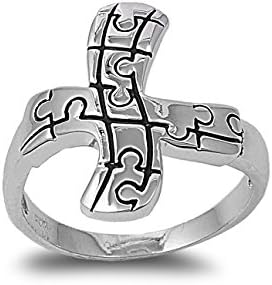 925 Sterling Silver Cross Puzzle Ring Size 7