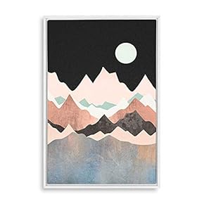 Framed Canvas Home Artwork Decoration Natural Landscape Golden Moon Canvas Wall Art for Living Room, Bedroom - 16x24 inches