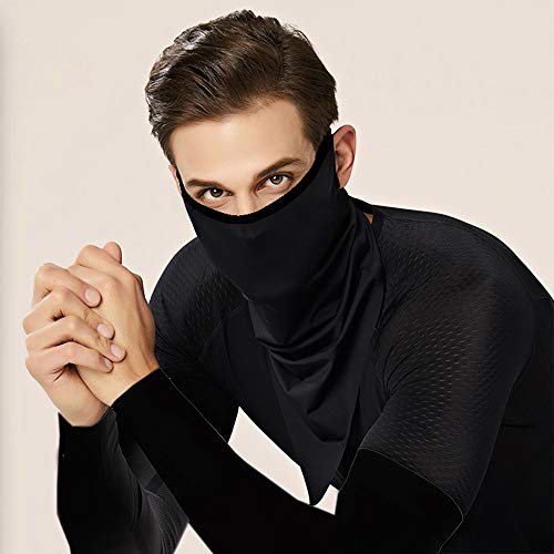 BOBILIFE Cooling Arm Sleeves and Face Mask with Neck Gaiter for UV Protection - Sun Block for Men & Women, for Outdoor Sports, Running, Golf, Cycling, Driving, Fishing (Black, Small/Medium)