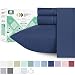 600 Thread Count 4pc King True Blue Sheet Set - 100% Cotton Bedsheets for Bed - Extra Long Staple, Deep Pocket, Shrink Resistant Fabric, Soft & Silky Sateen Weave, Fits Mattress 16'' Deep Pocket