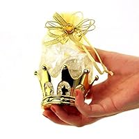 JC HUMMINGBIRD 48PC Gold Crown Pouch Fillable for Candies, Table Decorations, Party Favors, Keepsake, Baby Shower