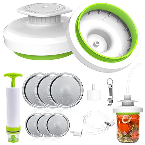 Mason Jar Vacuum Sealer Kit - Vacuum Sealer with Manual Pump and Lid Opener for Wide & Regular Mouth Jars