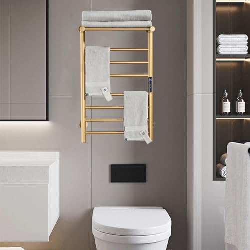 XMGJ 70W 70W Electric Towel Rail Heater Golden Wall Mounted Heated Towel Rail 304 Stainless Steel Towel Warmer for Bathroom, Hardwiring