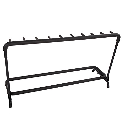 Kuyal Guitar Stand 9 Holder Guitar Display Rack Multi Guitar Storage Padded-Foam Rails- Black (9 Holder)
