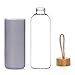 Life4u Sports Borosilicate Glass Water Bottle with Bamboo Lid Bpa Free 32 oz