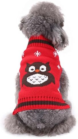 Puppy Clothes,2017 New Hot Sale Colorful Owl Pattern Pet Dog Cute Clothes Puppy Winter Sweater by Neartime (S, Red)