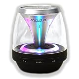 Avido Proton Ultra-Portable [Multi-Color LED Light Show] Wireless Bluetooth Speaker - HD Sound, Speakerphone, FM Radio, Auxiliary Input, Micro SD Card, Voice Prompts, Rechargeable - (Black / Silver)