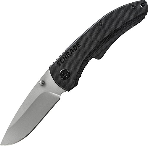 Schrade SCH101L Serrated Stainless Steel Drop-Point Folding Liner-Lock Pocket Knife, 3.0-Inch