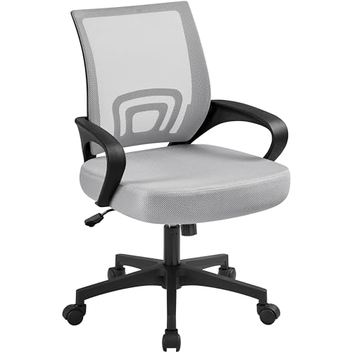 Silla de Oficina Silla de Escritorio de Malla Giratoria Gris
