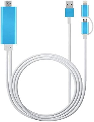NAMEO HDTV Cable, 2m 2-in-1 HDMI Adapter HDMI Cable HDTV Adapter USB Cable for iPhone 5S 6 6S iPad Plus For Android Samsung Huawei Xiaomi (Blue)
