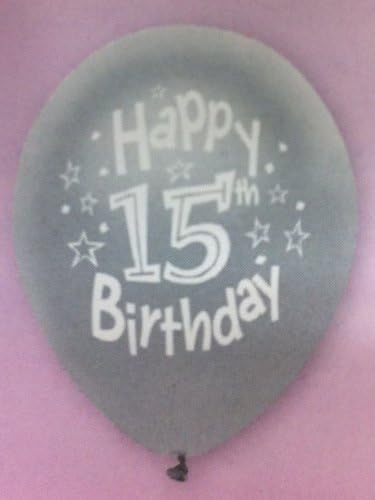 Happy 15th Birthday Balloons (8 Count) - assorted colors
