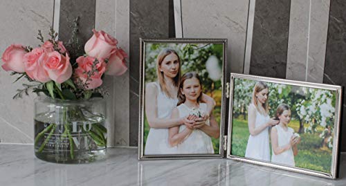 LEADEX Vertical Horizontal Combo- Double 5 by 7 Inch Metal Folding Picture Frames-(1 Landscape and 1 - //coolthings.us