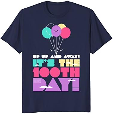 Cute Colorful Up and Away Balloon 100 Days of School T-shirt