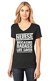 Nurse Badss Lifesaver Funny Gift for Nurses V-Neck Women T-Shirt