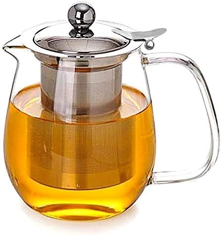 Iwailoft 新型 ティーポット 耐熱ガラス Susステンレス茶こし付き ガラスポット ガラスティーポット ティオール 直火可 大容量 好評受付中 北欧 なつ 600ml Il G1876 リーフティポット に 花茶 紅茶ポット め ハーフティー