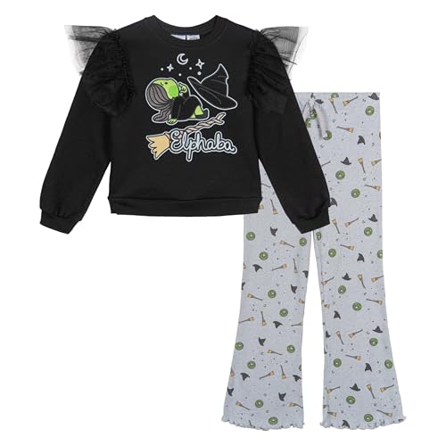 Wicked Girls Fleece Pullover Sweatshirt and Ribbed Flare Leggings Outfit Set Toddler to Big Kid Sizes (2T - 14-16)