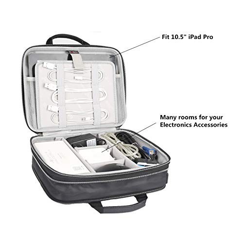 Electronics Organizer Travel Cable Cord Bag Accessories Gadget Gear Storage EVA Cases (Black-Extended) - Thumbnail 4