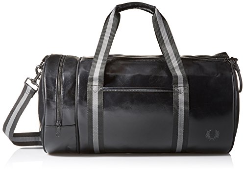 Fred Perry Men's Classic Barrel Bag, Black/Charcoal