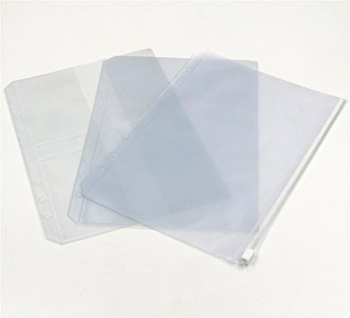KKMO(TM) A5 3-Packs Clear Plastic Zipper Pockets Credit Card Bags for 6-Ring Notebook Binder, A5 Size
