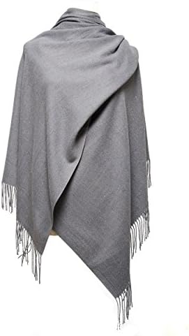 Women Pure Color Tassels Warm Cozy Scarves Winter Oversized Blanket Scarf Fall Shawl for Unisex (Grey)